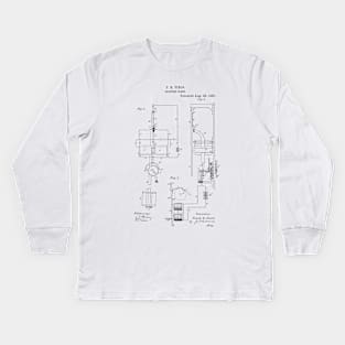 Electric Clock Vintage Patent Hand Drawing Kids Long Sleeve T-Shirt